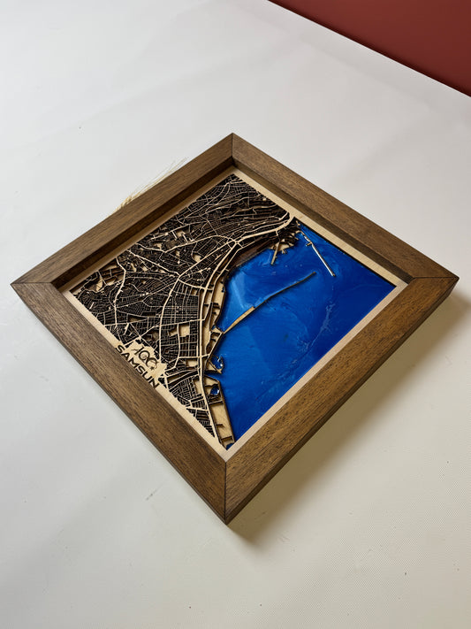 Samsun: Epoksi Ahşap Harita | Kurtuluş Haritası: Samsun — 19 Mayıs 1919