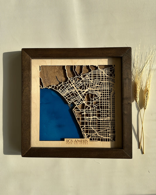 Los Angeles Ahşap Duvar Sanatı – La La Land Design | Sinematik Çizgiler Koleksiyonu