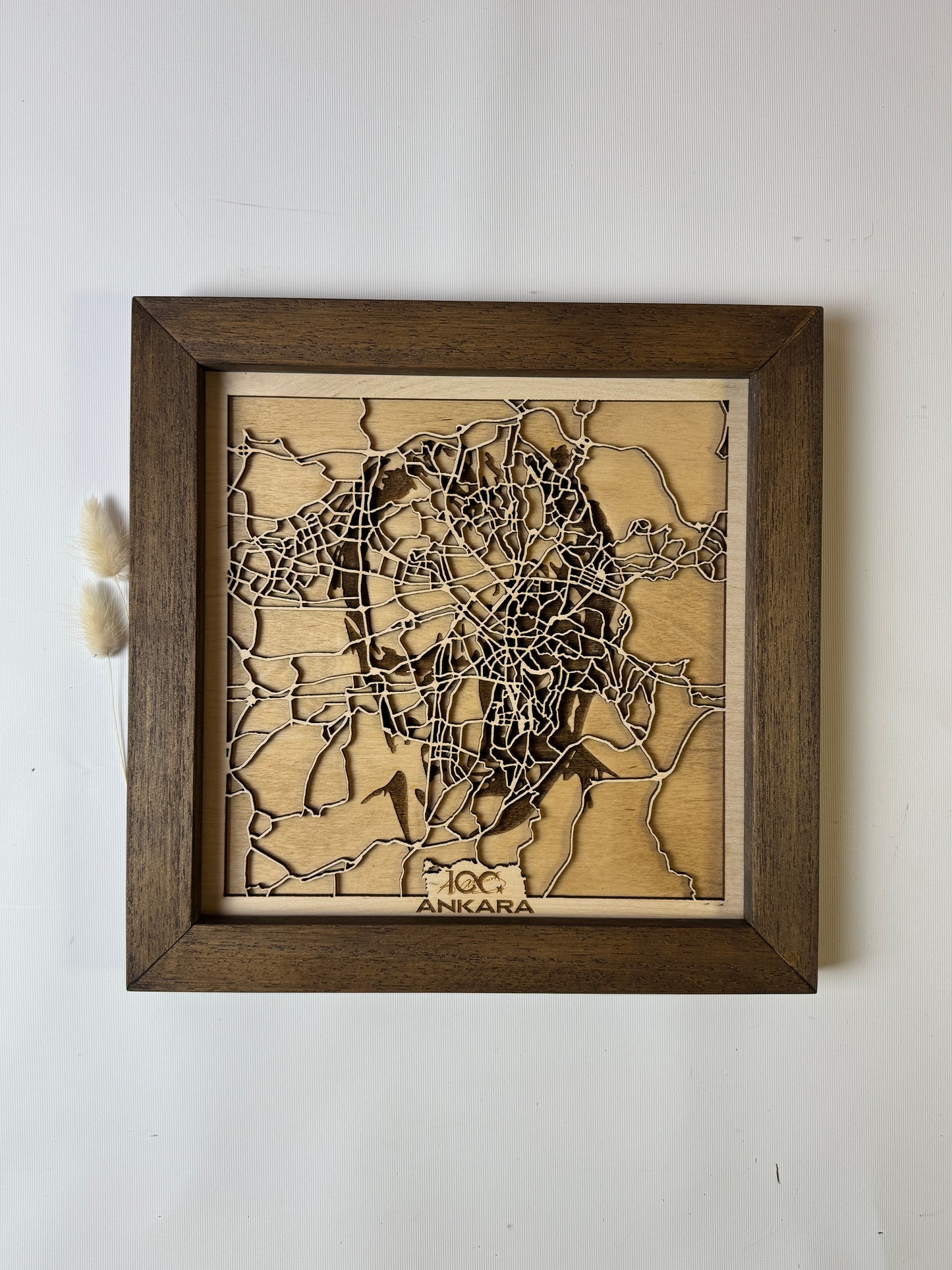 Ankara: Ahşap Gravür Haritası | Cumhuriyetin Kuruluşu Minimalist Ahşap Harita | El İşi Epoksi Duvar Tablosu (Cumhuriyet Serisi)