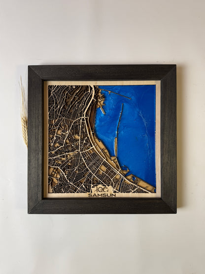 Samsun: Epoksi Ahşap Harita | Kurtuluş Haritası: Samsun — 19 Mayıs 1919