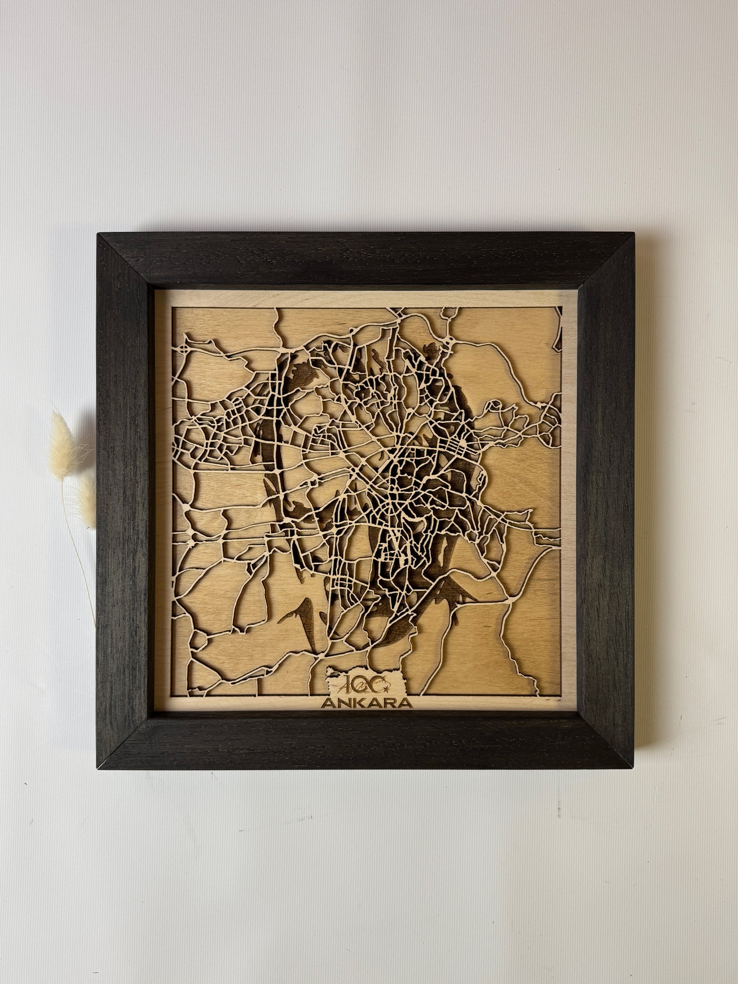 Ankara: Ahşap Gravür Haritası | Cumhuriyetin Kuruluşu Minimalist Ahşap Harita | El İşi Epoksi Duvar Tablosu (Cumhuriyet Serisi)
