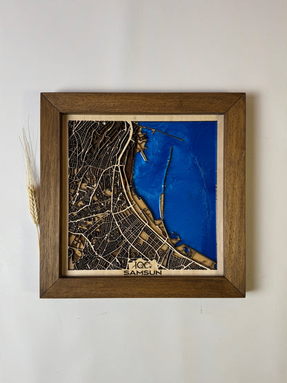 Samsun: Epoksi Ahşap Harita | Kurtuluş Haritası: Samsun — 19 Mayıs 1919