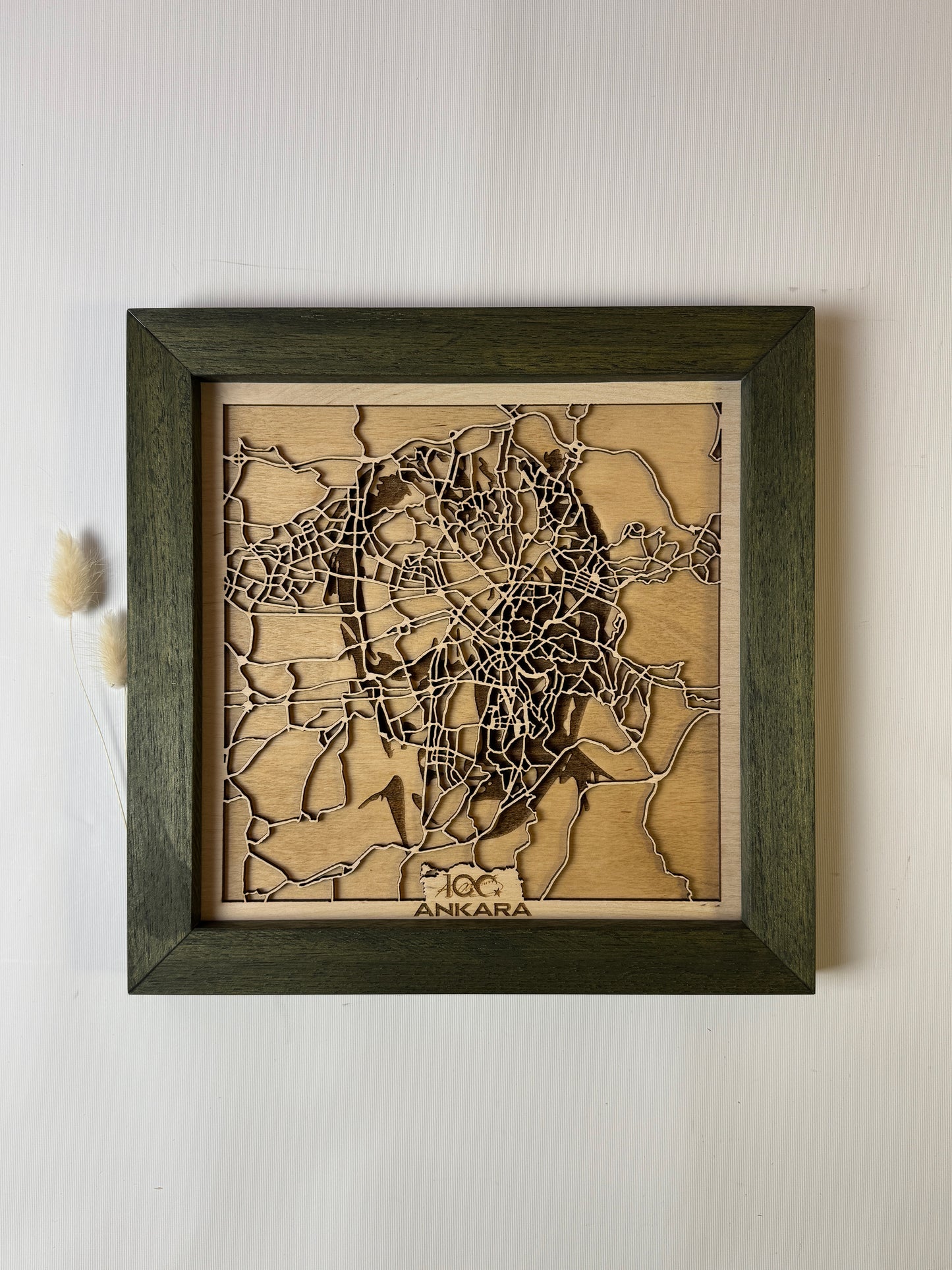 Ankara: Ahşap Gravür Haritası | Cumhuriyetin Kuruluşu Minimalist Ahşap Harita | El İşi Epoksi Duvar Tablosu (Cumhuriyet Serisi)