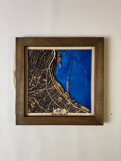 Samsun: Epoksi Ahşap Harita | Kurtuluş Haritası: Samsun — 19 Mayıs 1919