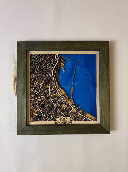 Samsun: Epoksi Ahşap Harita | Kurtuluş Haritası: Samsun — 19 Mayıs 1919