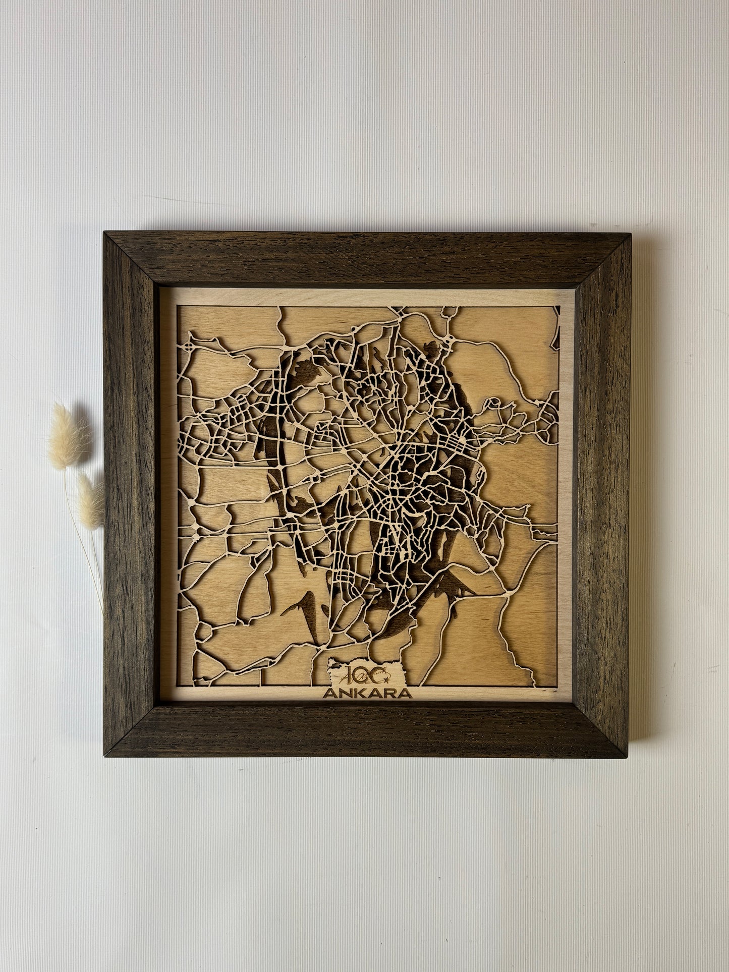 Ankara: Ahşap Gravür Haritası | Cumhuriyetin Kuruluşu Minimalist Ahşap Harita | El İşi Epoksi Duvar Tablosu (Cumhuriyet Serisi)