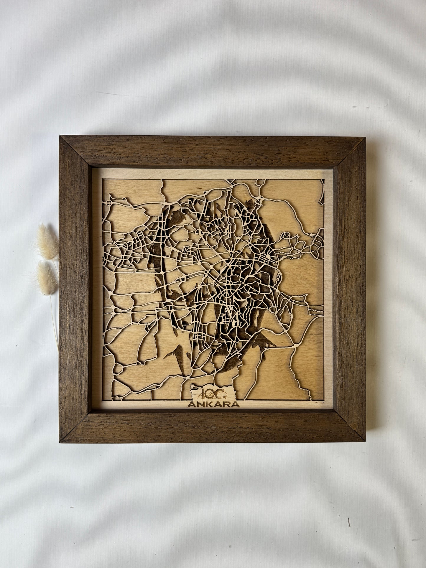 Ankara: Ahşap Gravür Haritası | Cumhuriyetin Kuruluşu Minimalist Ahşap Harita | El İşi Epoksi Duvar Tablosu (Cumhuriyet Serisi)