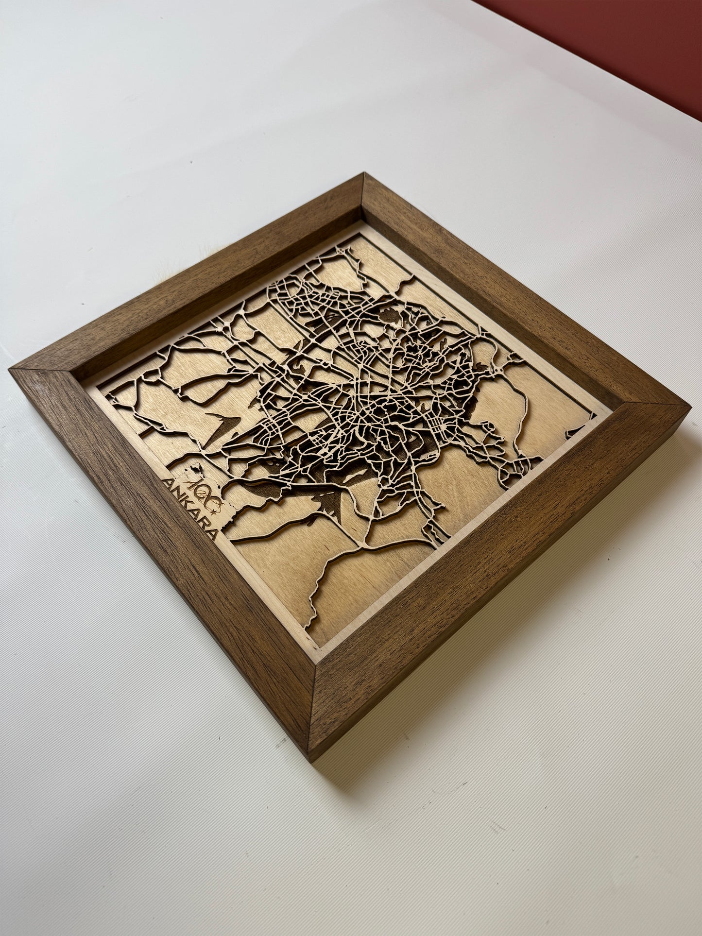 Ankara: Ahşap Gravür Haritası | Cumhuriyetin Kuruluşu Minimalist Ahşap Harita | El İşi Epoksi Duvar Tablosu (Cumhuriyet Serisi)