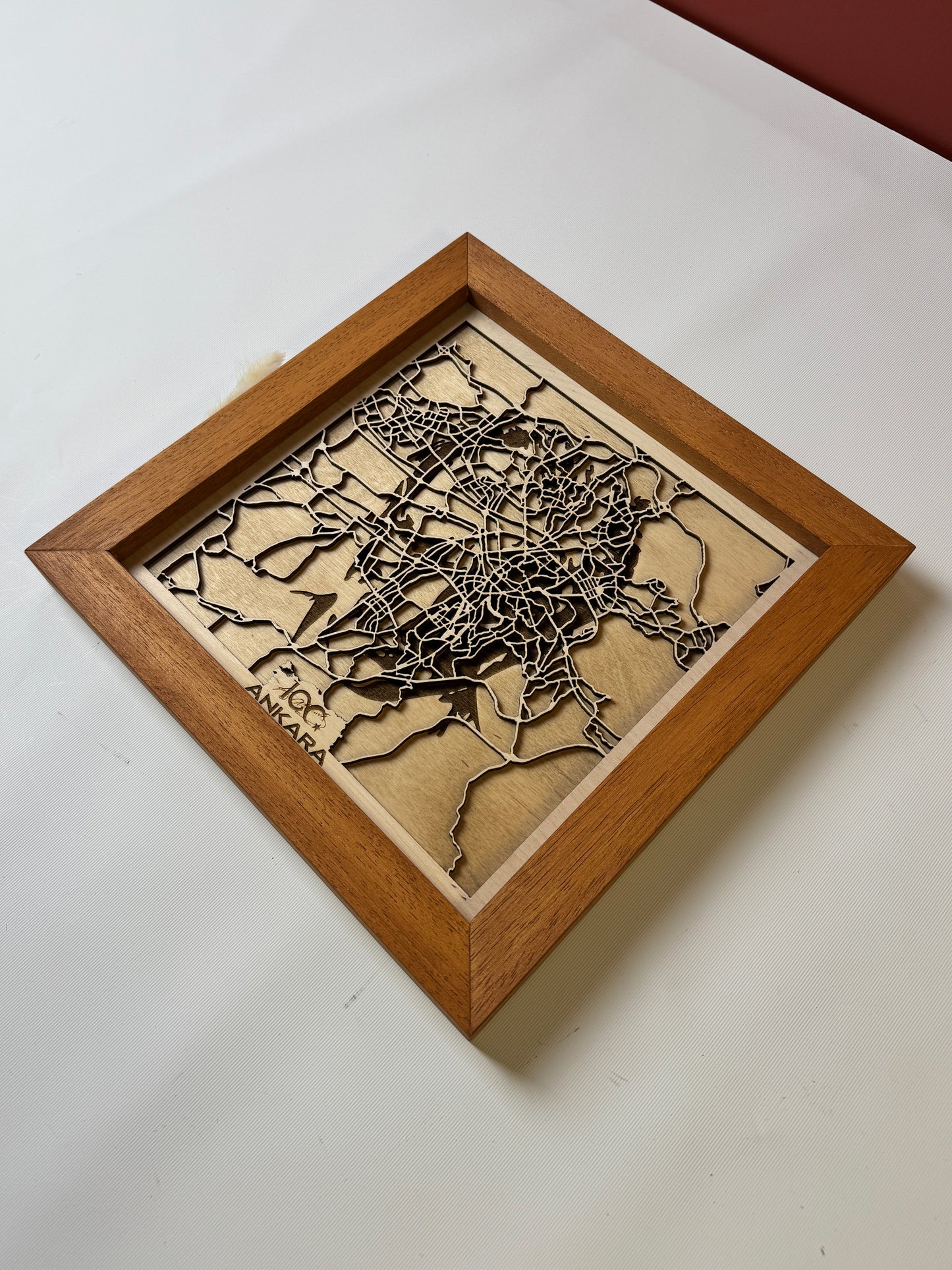 Ankara: Ahşap Gravür Haritası | Cumhuriyetin Kuruluşu Minimalist Ahşap Harita | El İşi Epoksi Duvar Tablosu (Cumhuriyet Serisi)