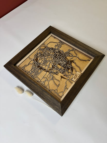 Ankara: Ahşap Gravür Haritası | Cumhuriyetin Kuruluşu Minimalist Ahşap Harita | El İşi Epoksi Duvar Tablosu (Cumhuriyet Serisi)