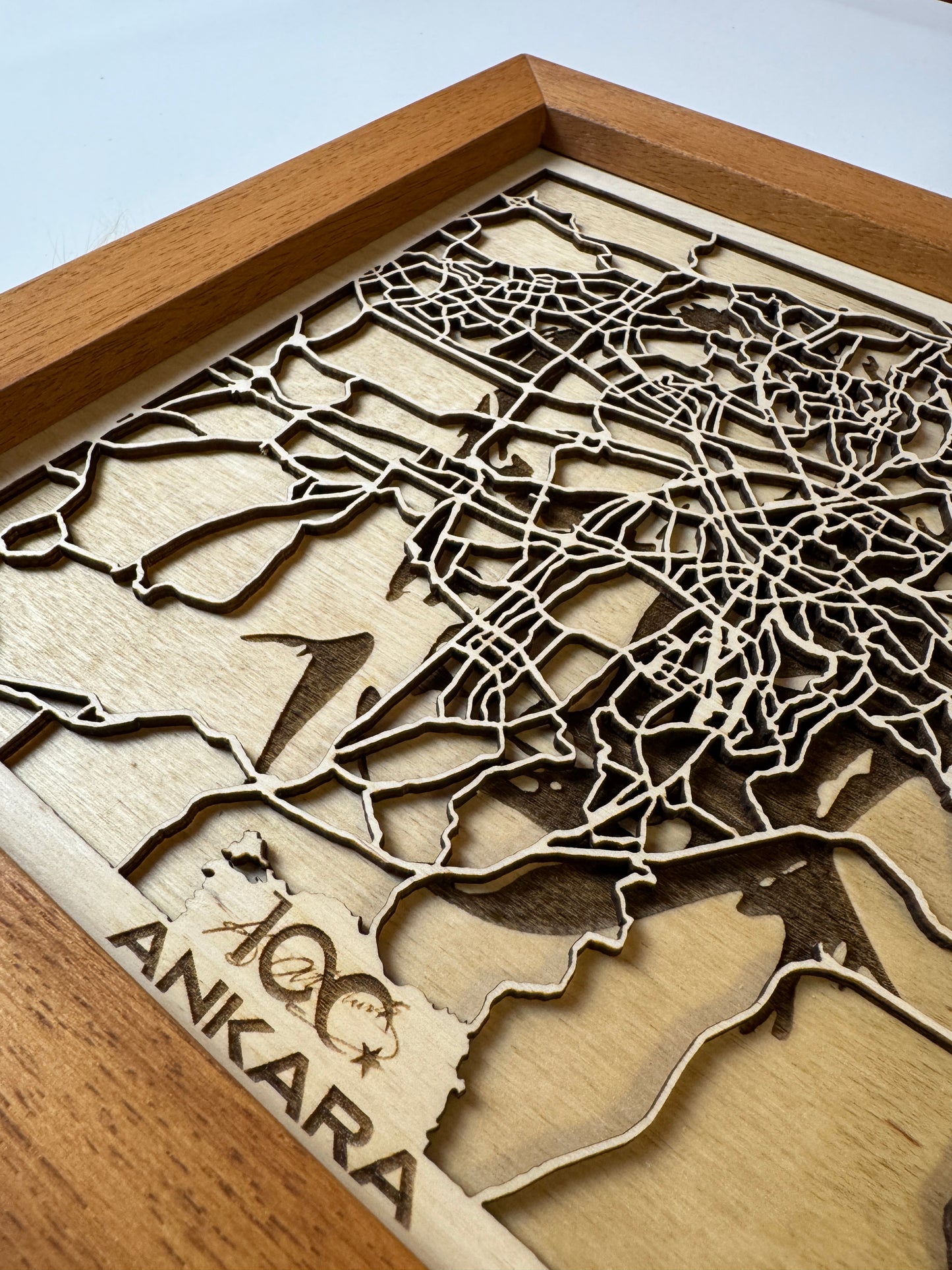 Ankara: Ahşap Gravür Haritası | Cumhuriyetin Kuruluşu Minimalist Ahşap Harita | El İşi Epoksi Duvar Tablosu (Cumhuriyet Serisi)