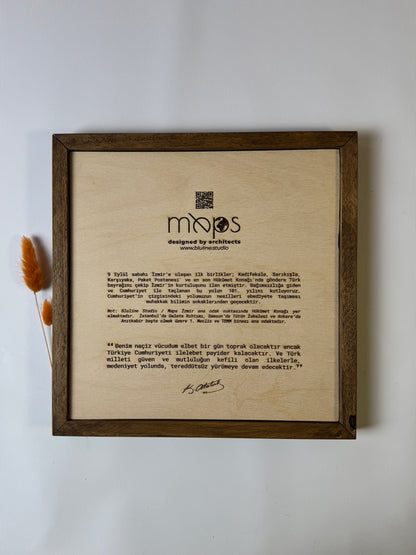 İzmir: Epoksi Ahşap Haritası |Kurtuluş Haritası: İzmir – 9 Eylül 1922 (El Yapımı Ahşap Sanat Eseri)