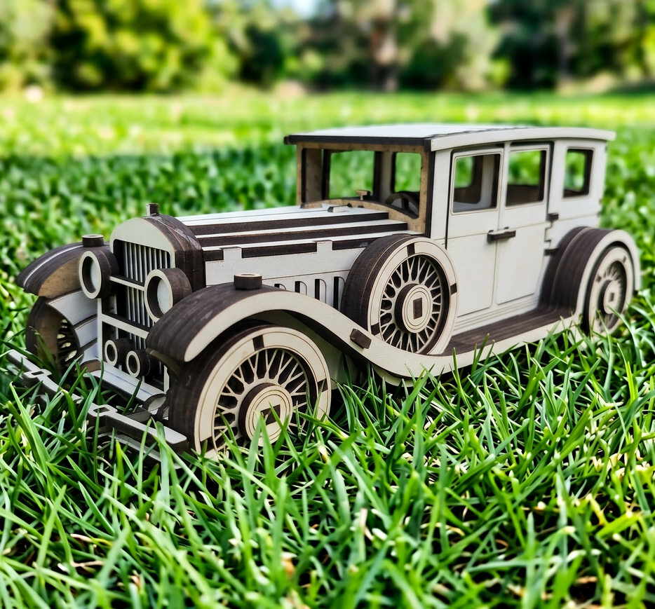 Ahşap Kendin Yap Minyatür Geniş Klasik Araba Maketi (DİY) - 3D Renkli Puzzle