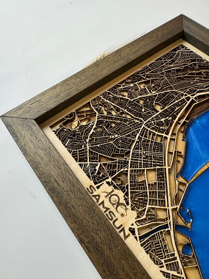 Samsun: Epoksi Ahşap Harita | Kurtuluş Haritası: Samsun — 19 Mayıs 1919