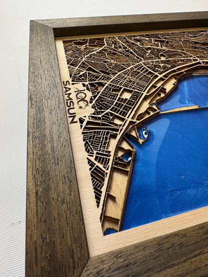 Samsun: Epoksi Ahşap Harita | Kurtuluş Haritası: Samsun — 19 Mayıs 1919