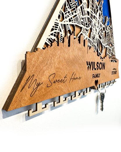 Sydney Ahşap Anahtarlık – Kıyı Sakinliği | Şehir Fısıltıları Koleksiyonu