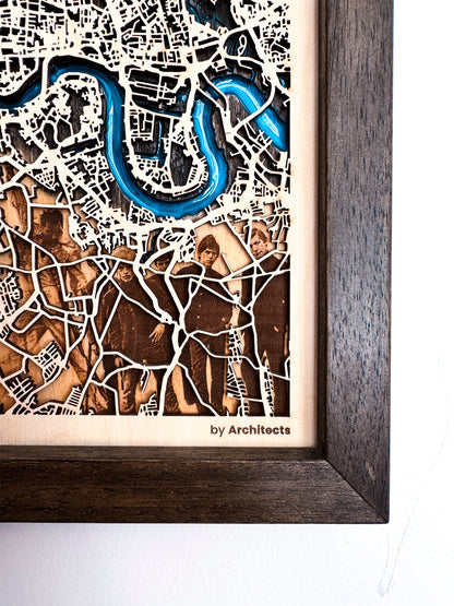 Londra Epoksi Ahşap Kazıma Şehir Haritası |  The Beatles, Sherlock Holmes, Bowie ve Daha Fazlasından Özel Set. Uzaklara Gitme ve Çift Hediyesi. Detaylı Harita