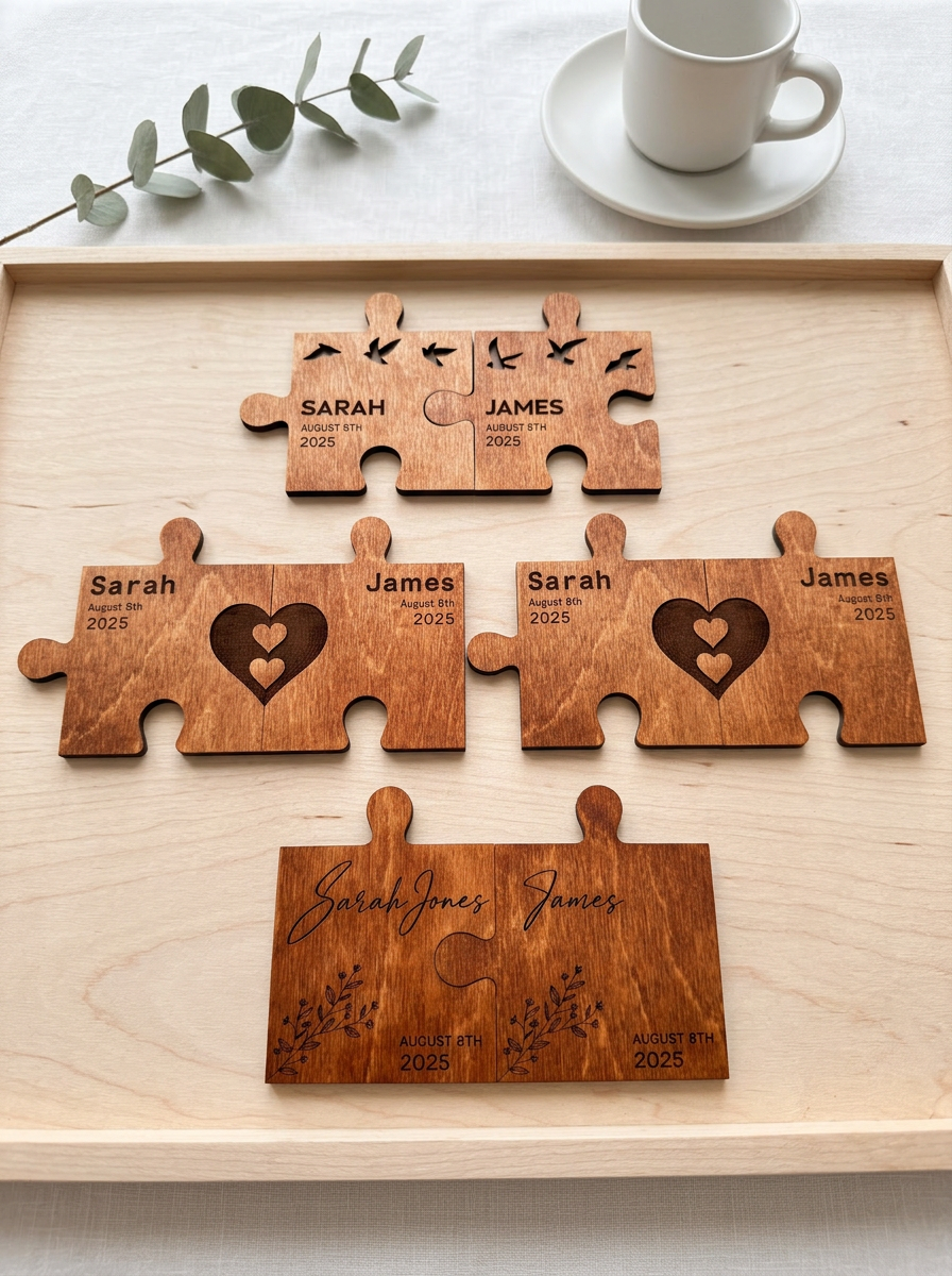 Puzzle Tasarımlı Kişiye Özel Bardak Altlığı Seti