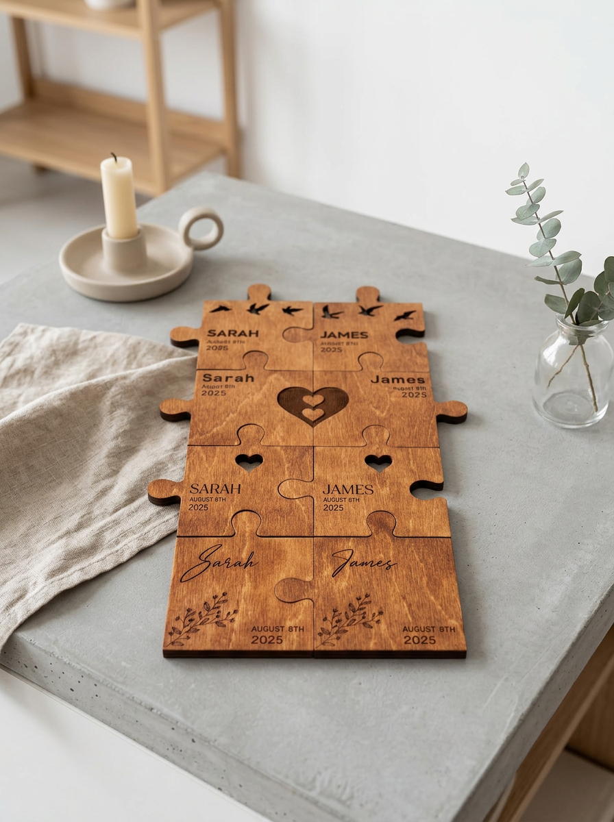 Puzzle Tasarımlı Kişiye Özel Bardak Altlığı Seti