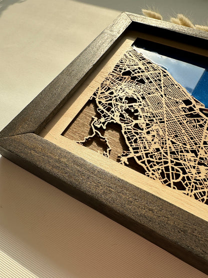 Barselona Ahşap Harita Duvar Sanatı | Zamansız Şehir Manzaraları