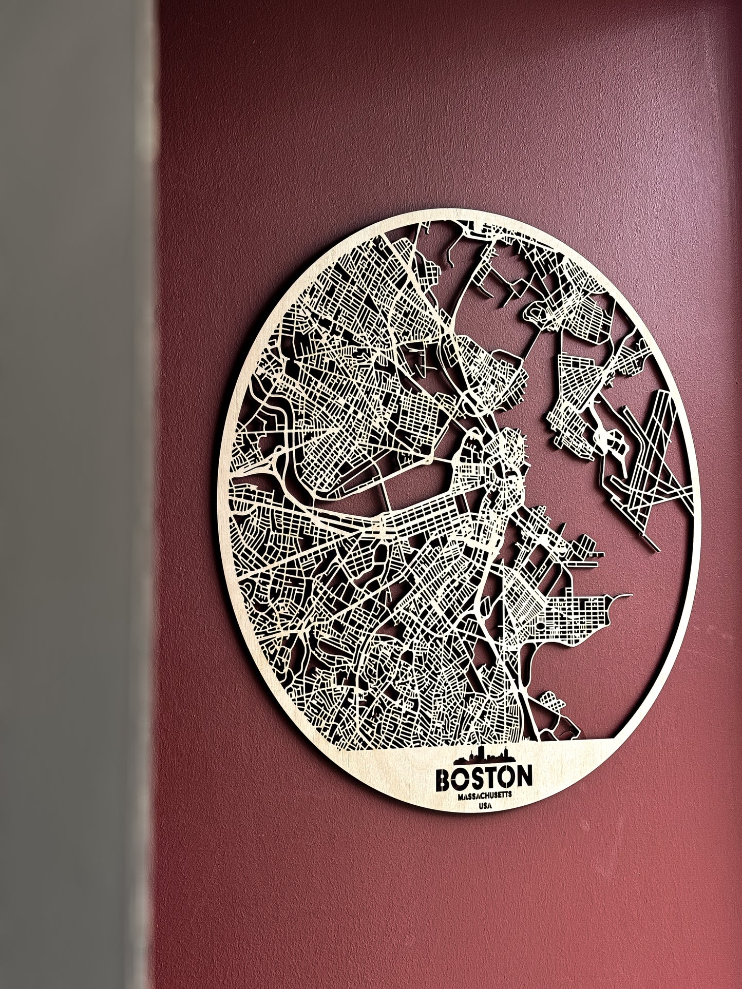 Boston Ahşap Duvar Sanatı – Minimal Soyut Form | Orbit Koleksiyonu