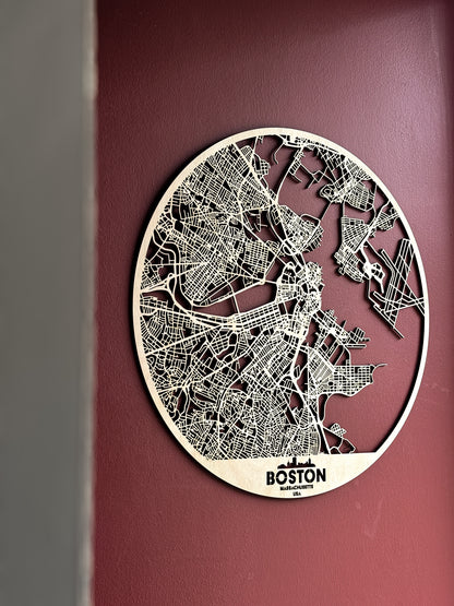 Boston Ahşap Duvar Sanatı – Minimal Soyut Form | Orbit Koleksiyonu