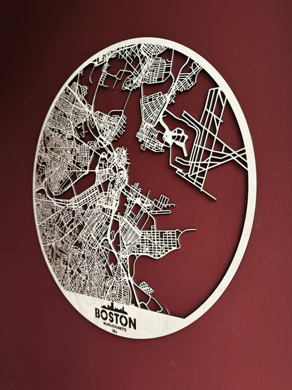 Boston Ahşap Duvar Sanatı – Minimal Soyut Form | Orbit Koleksiyonu