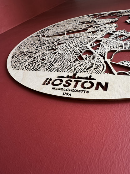 Boston Ahşap Duvar Sanatı – Minimal Soyut Form | Orbit Koleksiyonu
