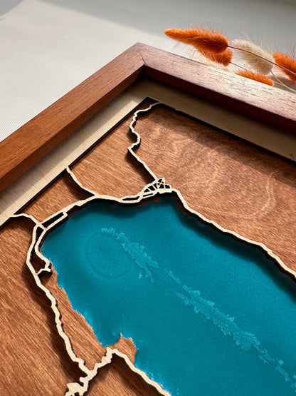 Ohri Gölü Ahşap Harita Duvar Sanatı | Ebedi Göller