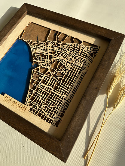 Los Angeles Ahşap Duvar Sanatı – La La Land Design | Sinematik Çizgiler Koleksiyonu