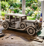 Ahşap Kendin Yap Minyatür Geniş Klasik Araba Maketi (DİY) - 3D Renkli Puzzle