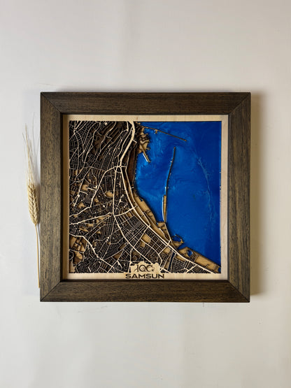 Samsun: Epoksi Ahşap Harita | Kurtuluş Haritası: Samsun — 19 Mayıs 1919