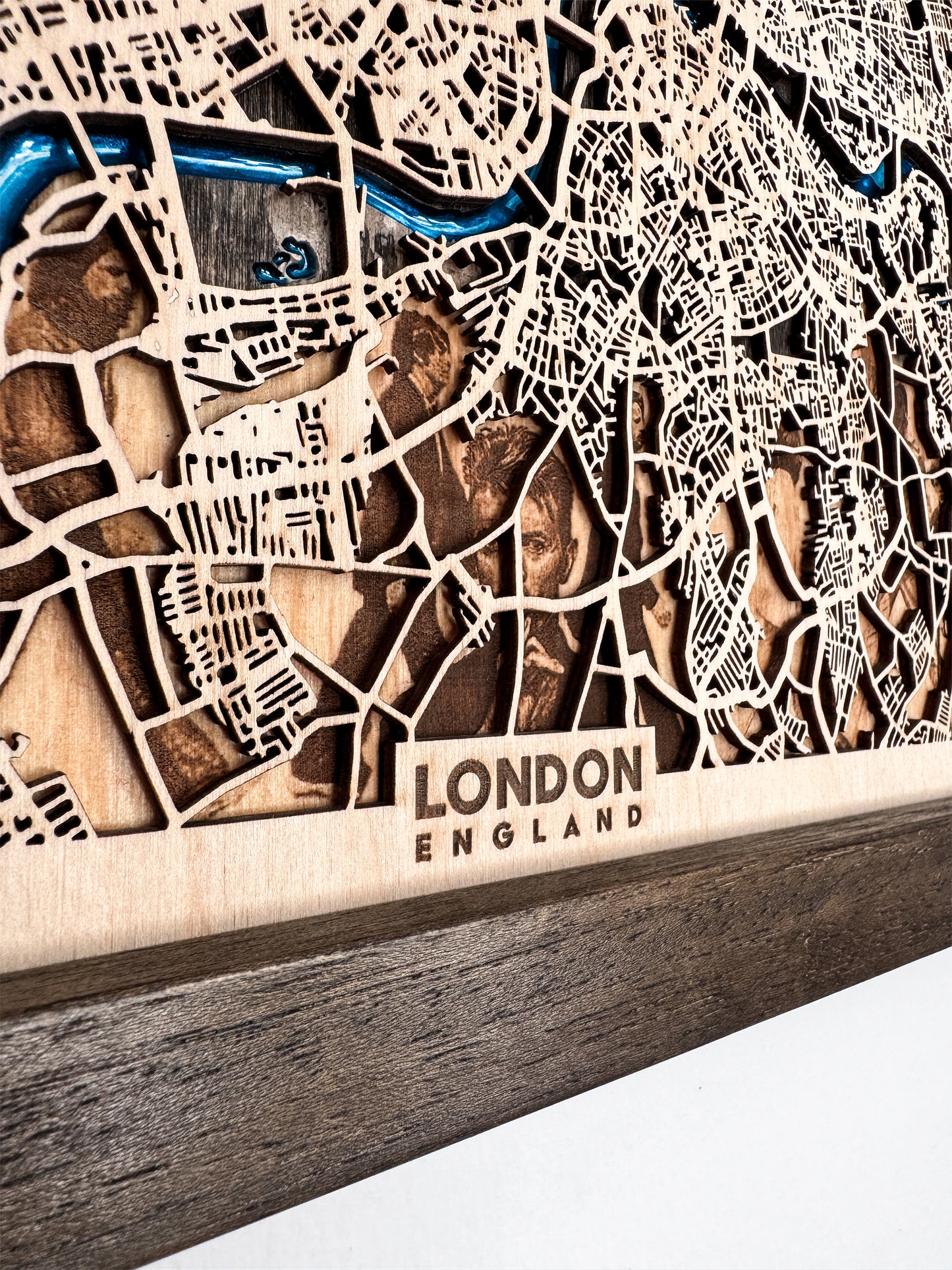 Londra Epoksi Ahşap Kazıma Şehir Haritası |  The Beatles, Sherlock Holmes, Bowie ve Daha Fazlasından Özel Set. Uzaklara Gitme ve Çift Hediyesi. Detaylı Harita