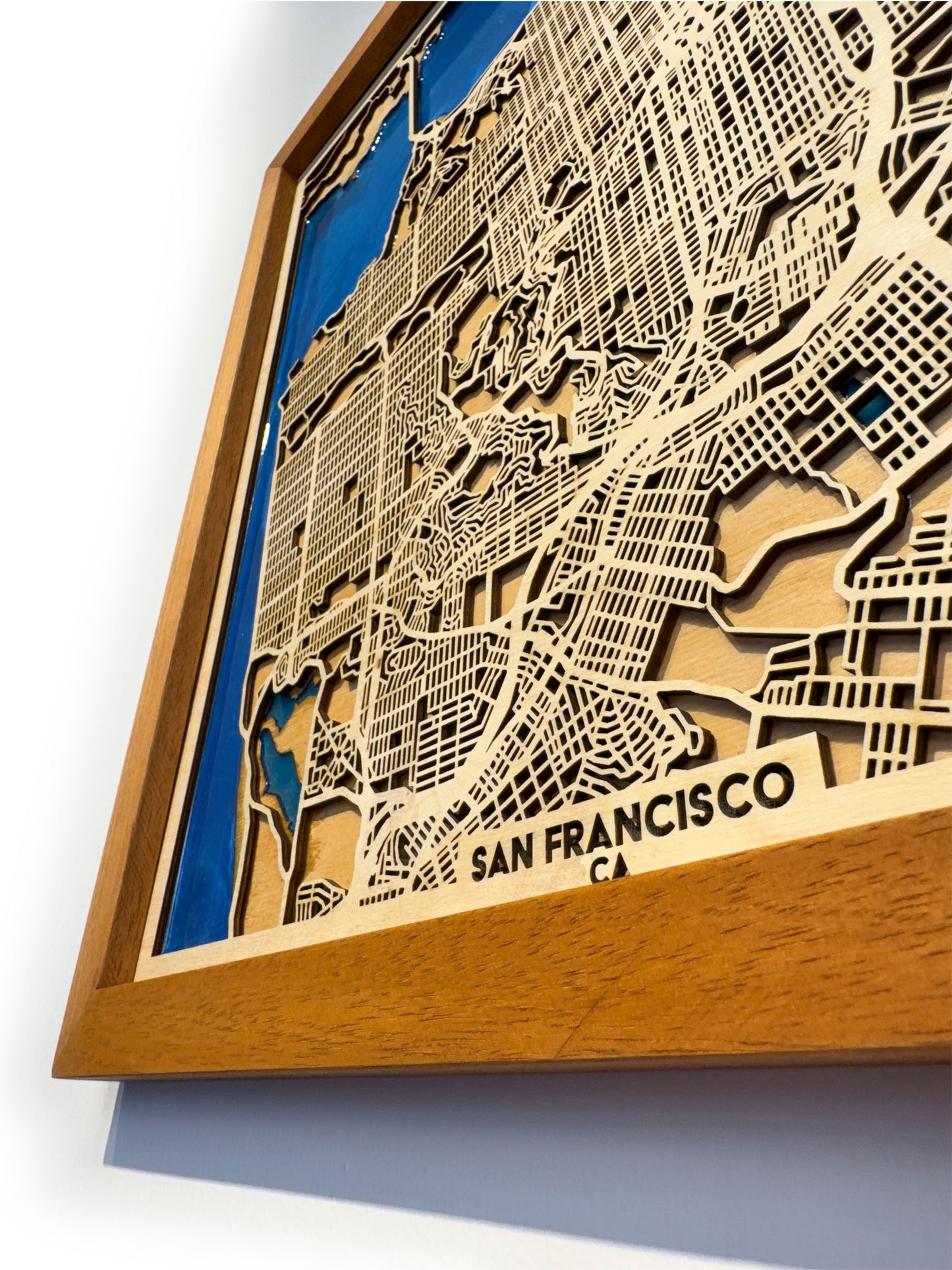San Francisco Ahşap Şehir Haritası | El Yapımı Epoksi Duvar Sanatı
