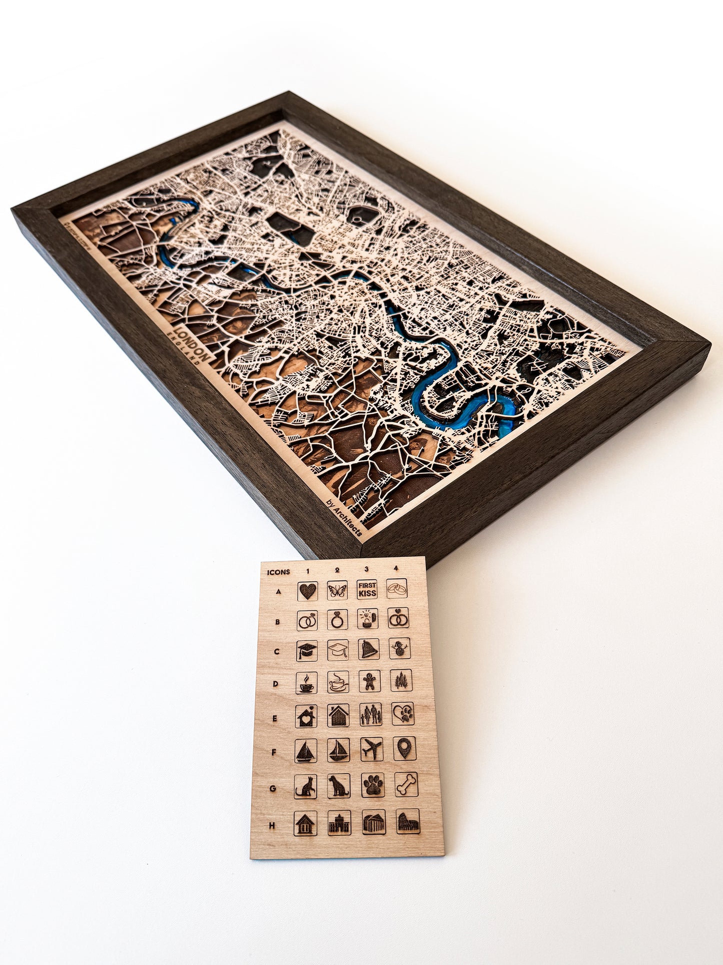Londra Epoksi Ahşap Kazıma Şehir Haritası |  The Beatles, Sherlock Holmes, Bowie ve Daha Fazlasından Özel Set. Uzaklara Gitme ve Çift Hediyesi. Detaylı Harita