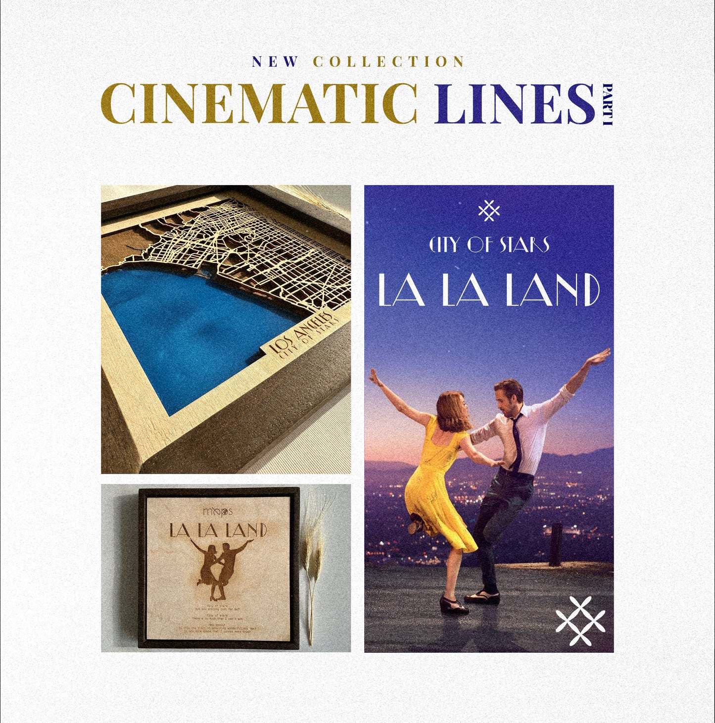 Los Angeles Ahşap Duvar Sanatı – La La Land Design | Sinematik Çizgiler Koleksiyonu