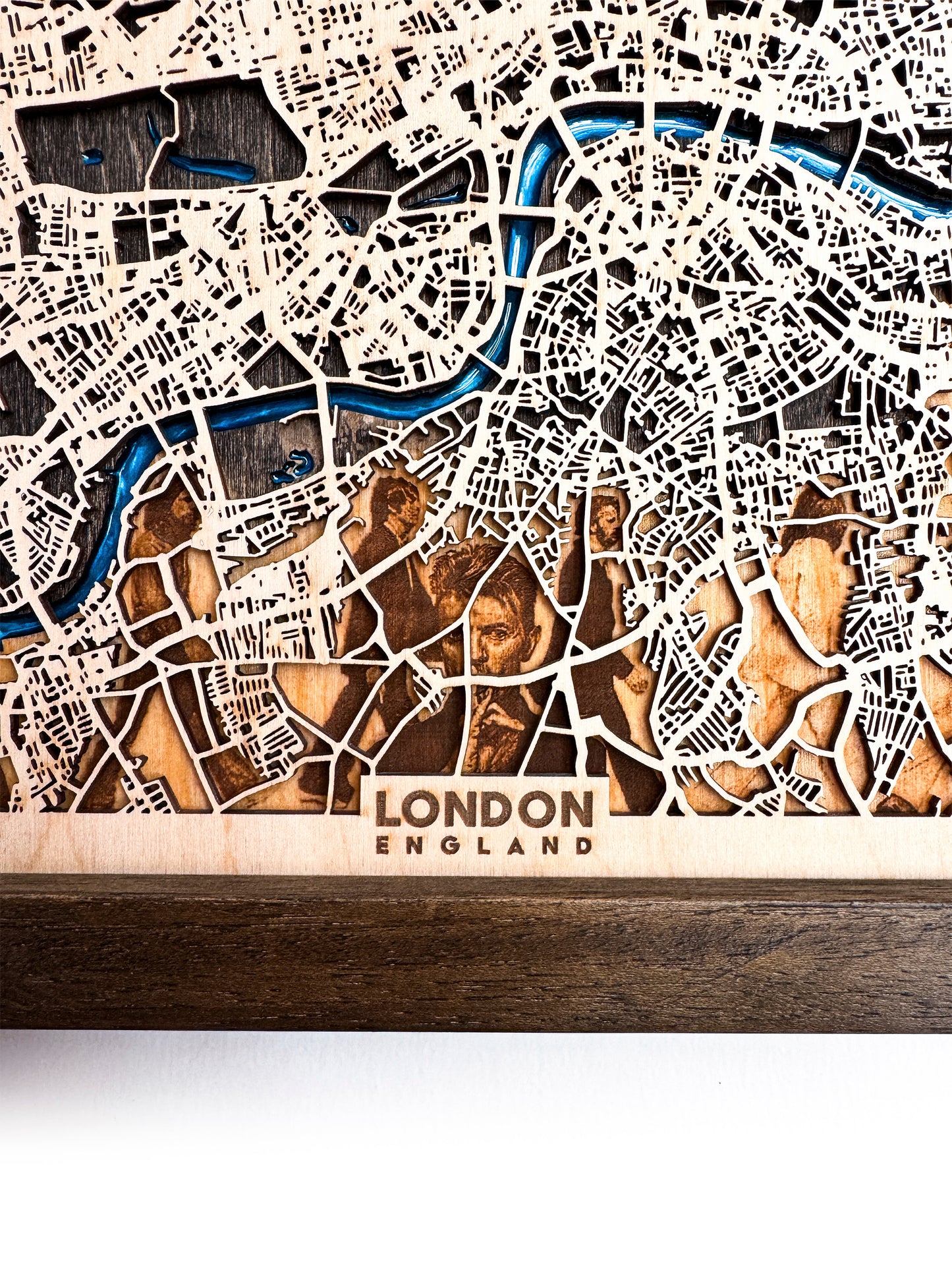 Londra Epoksi Ahşap Kazıma Şehir Haritası |  The Beatles, Sherlock Holmes, Bowie ve Daha Fazlasından Özel Set. Uzaklara Gitme ve Çift Hediyesi. Detaylı Harita