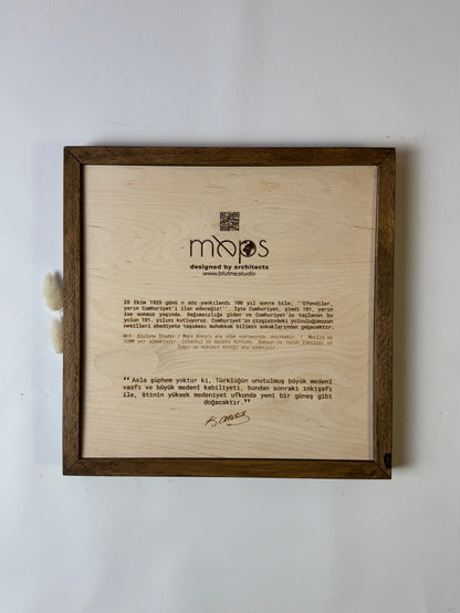 Ankara: Ahşap Gravür Haritası | Cumhuriyetin Kuruluşu Minimalist Ahşap Harita | El İşi Epoksi Duvar Tablosu (Cumhuriyet Serisi)