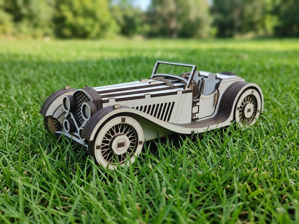 Ahşap Kendin Yap Minyatür Klasik Araba Maketi (DİY) - 3D Renkli Puzzle