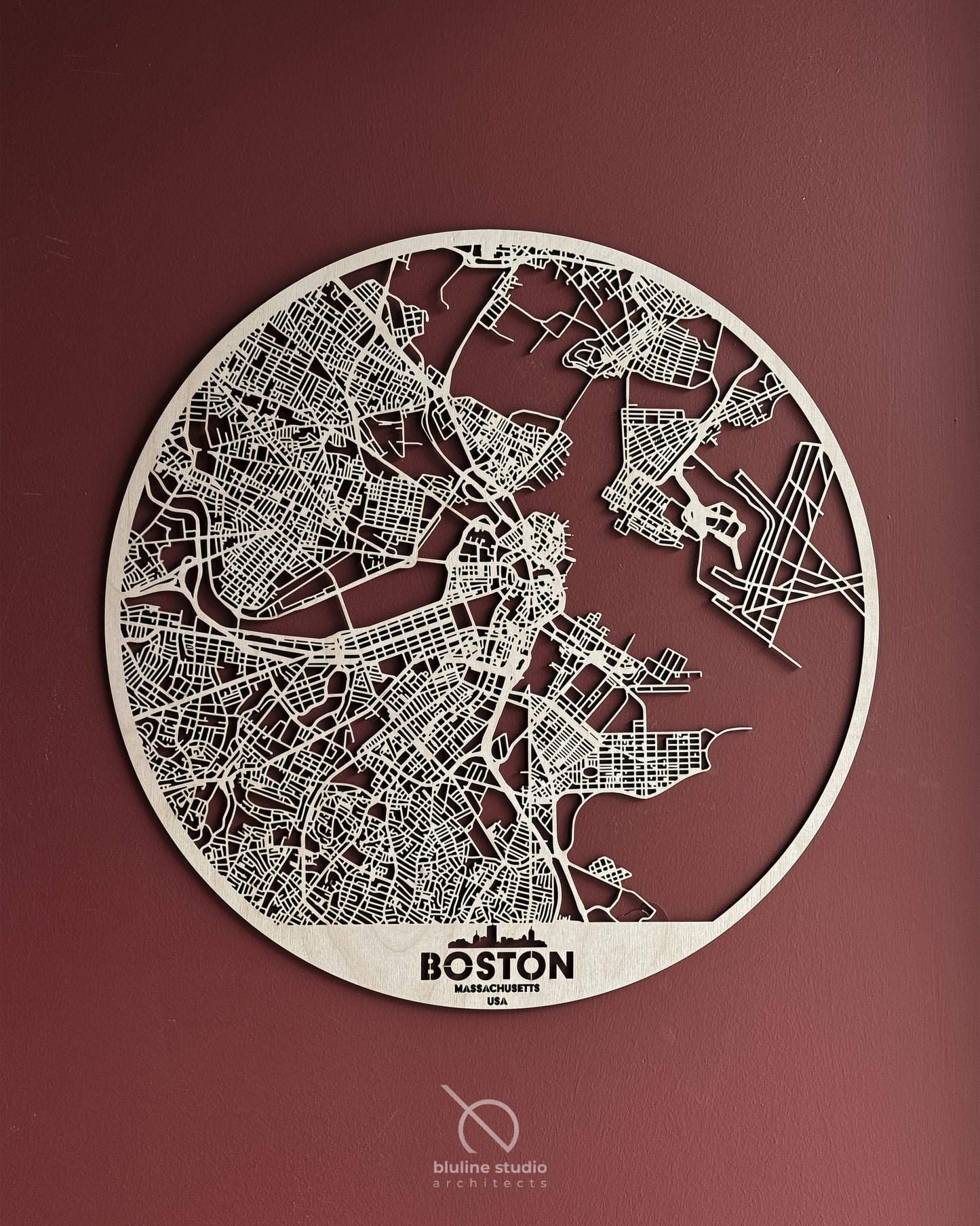 Boston Ahşap Duvar Sanatı – Minimal Soyut Form | Orbit Koleksiyonu