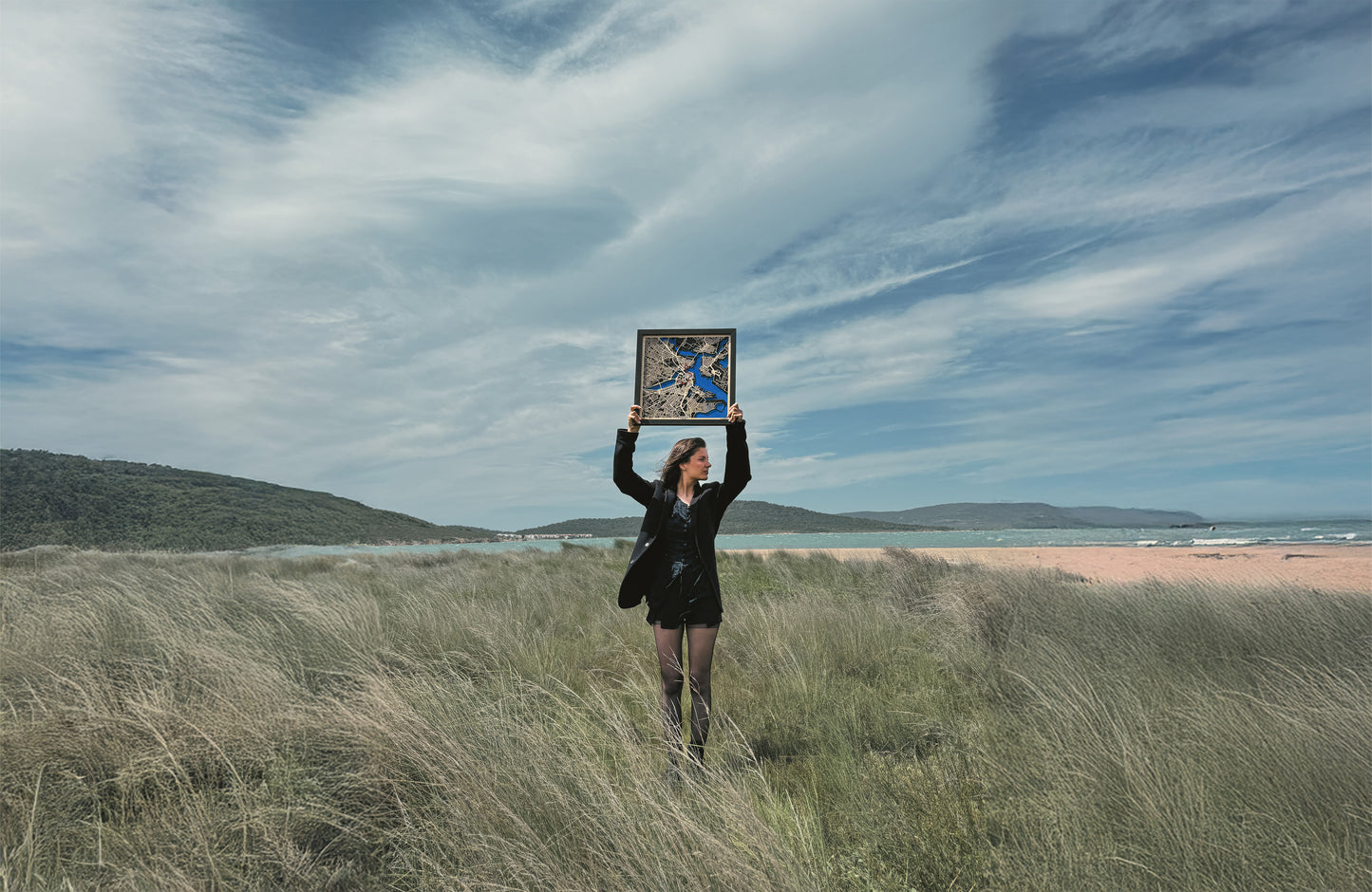 Boston Epoksi Haritası | Özgürlük Yolu Ahşap Haritası | El Yapımı Epoksi Duvar Sanatı